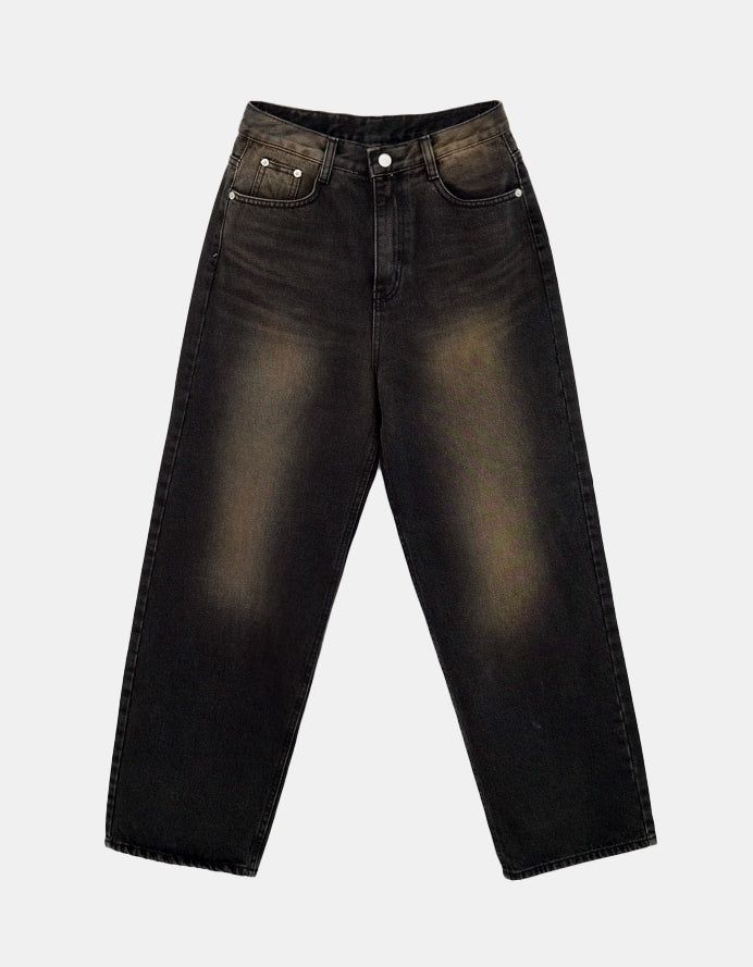Brown Sand Brush Wide Denim Pants