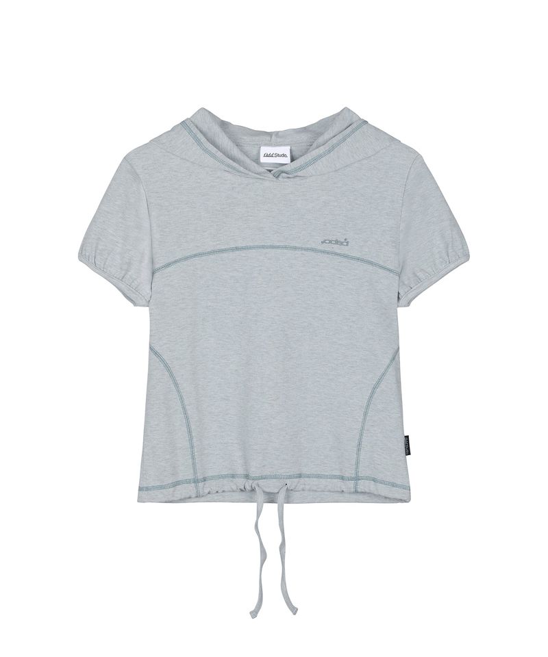 ODDSTUDIO（オッドスタジオ）の「Puff Cover Stitch Crop Hoodie - SKY BLUE MELANGE（Tops）」