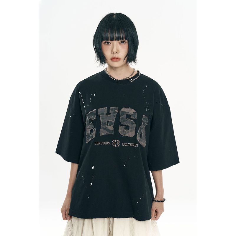 Damage Camo Patch Short Sleeve - Black