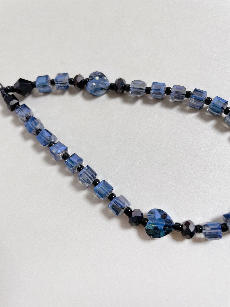 Deep Blue Heart Me Crystal Phone Strap