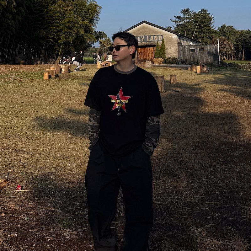 Camo Star Layered Long Sleeve T-Shirt (3color)