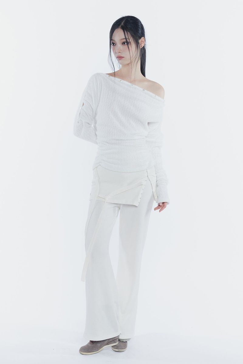 RUBY HOOK LAYERED PANTS cream