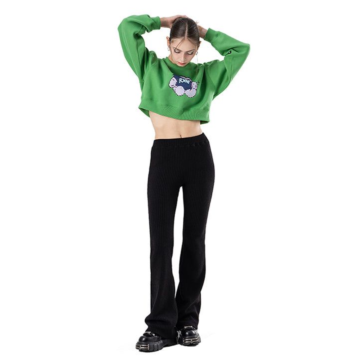 KNITTED SLIM BOOTSCUT PANTS
