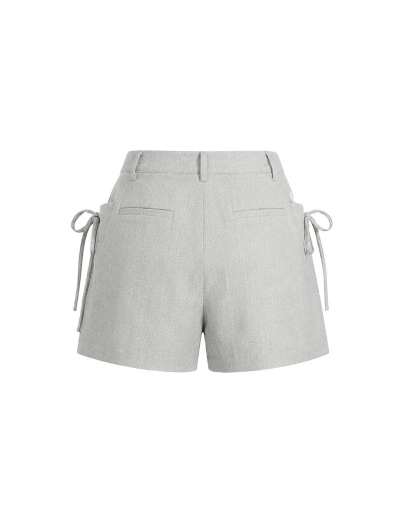 Ribbon Linen Summer Shorts Light Grey