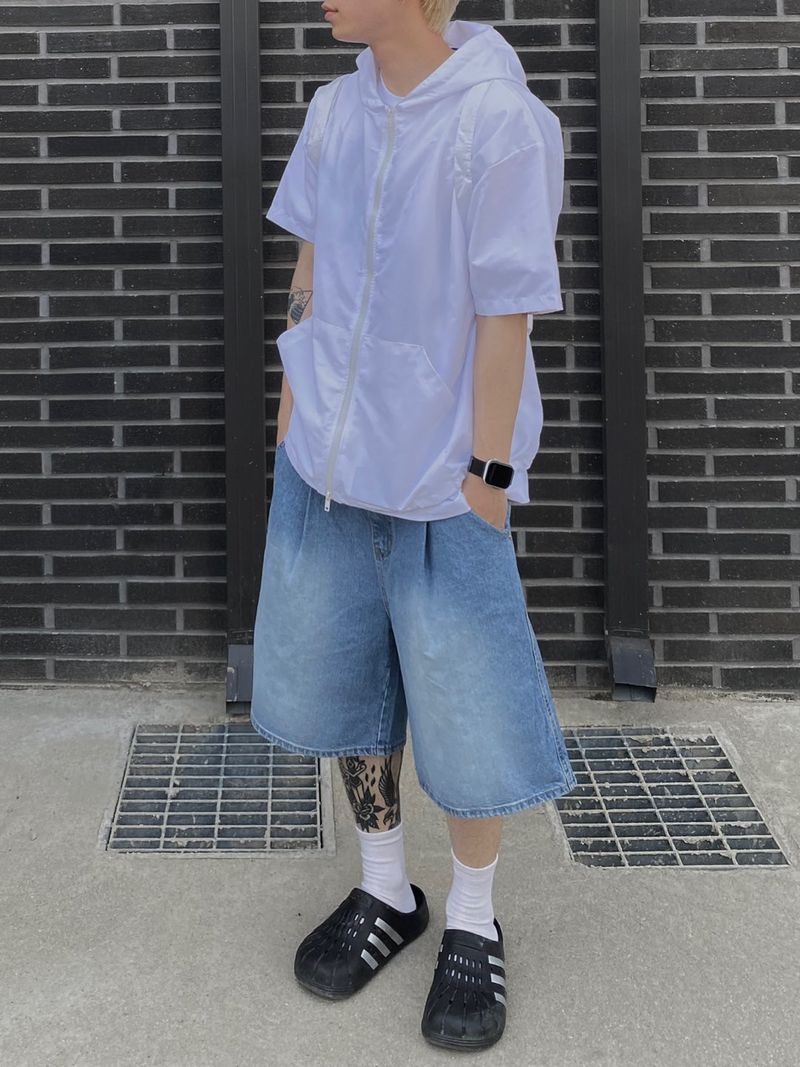 hooded nylon short 3C