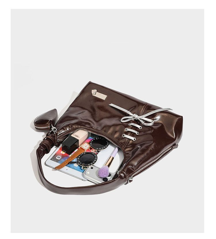 Lace-Up Drawstring Mini Tote Bag