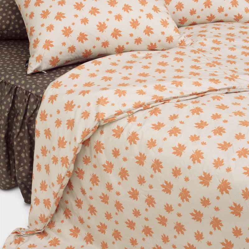 Dust-Free Maple Pattern - Orange Duvet Cover - Q size