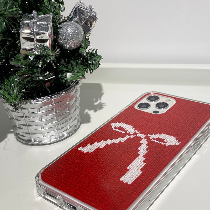 RIBBON KNIT HARD JELL CASE _RED