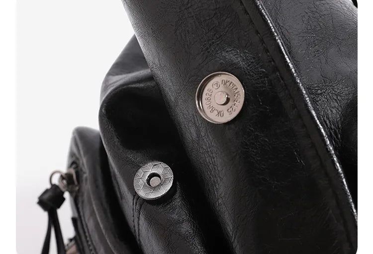 Y2K Oil-Waxed Leather Pocket Mini Backpack 2-Way
