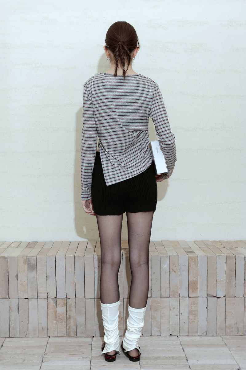 RETRO ASYMMETRIC TOP_MELANGE GRAY