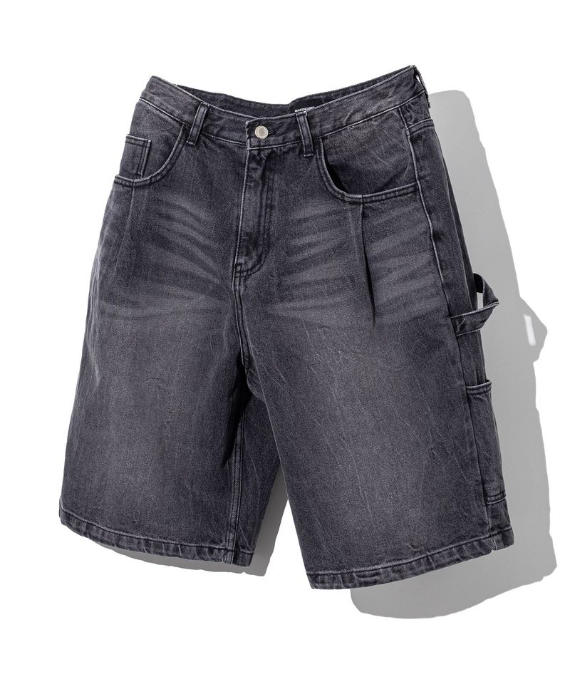 BERMUDA PLEATS CARPENTER DENIM SHORT PANTS MSFSP001-BK