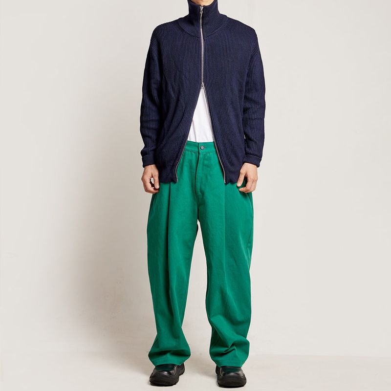 DAMP WIDE FIT ONE TUCK PANTS_GREEN
