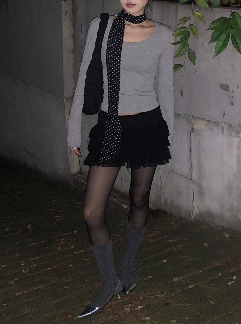 Dot Scarf Set T-Shirt (2colors)