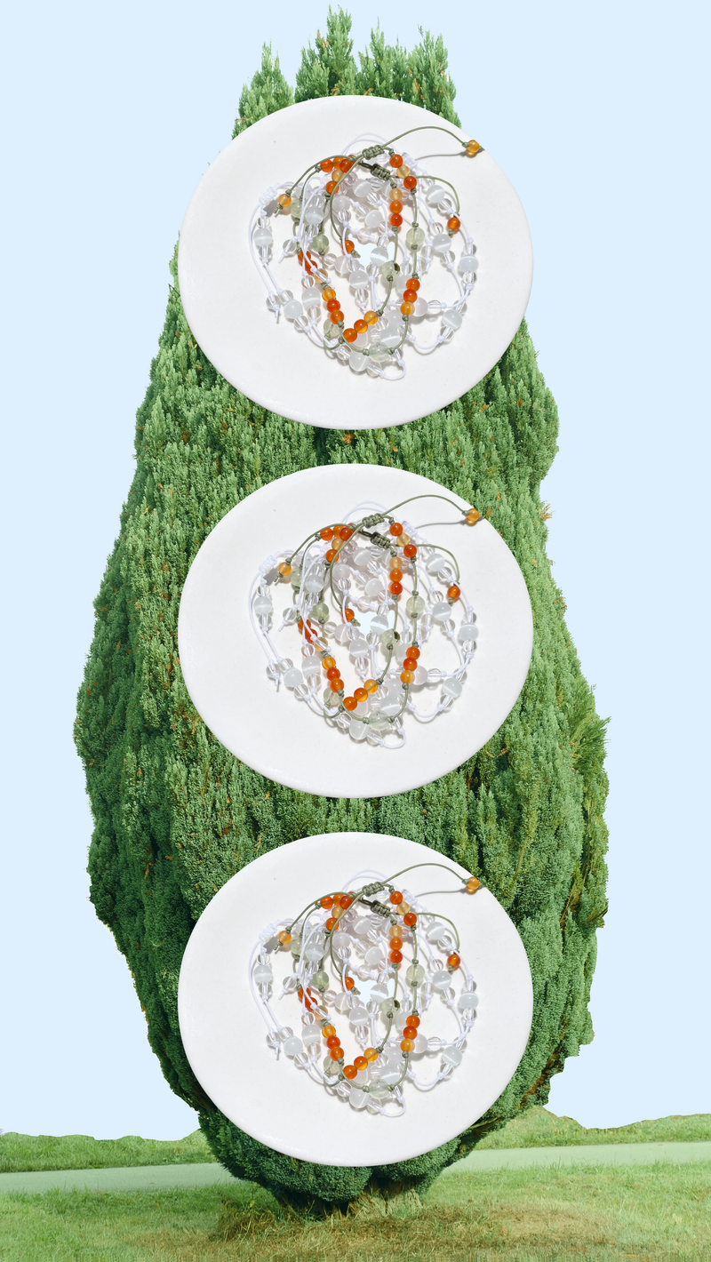 Chinese trumpet creeper gemstone bracelet