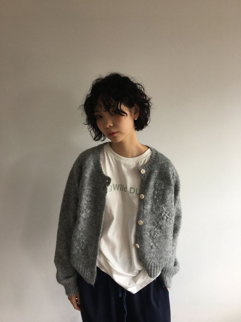 フラッフィーアップリケカーディガン (3color)