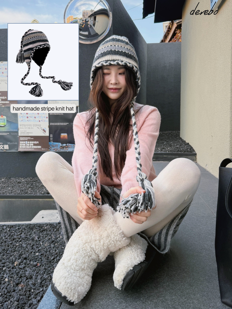 handmade stripe knit hat