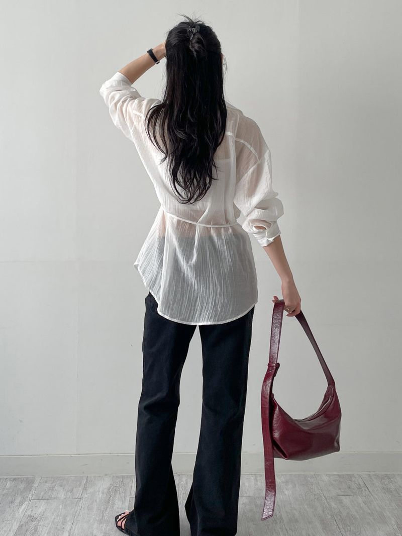 Wrinkle See-through Oversized Shirt