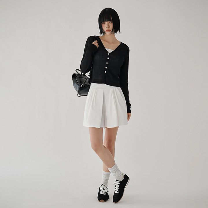 [Kanent] V-Neck Sheer Button Cardigan - 4 Colors