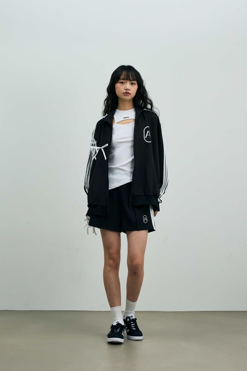 RIBBON JERSEY TRACK SHORTS PANTS / NAVY