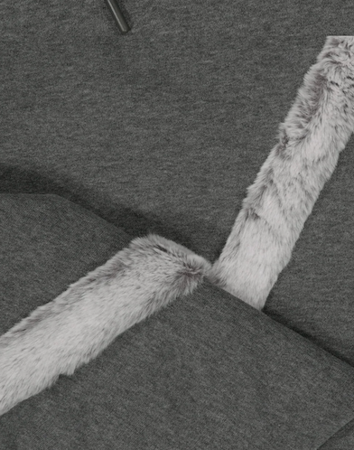 Side Fur Trim Sweatpants / Charcoal