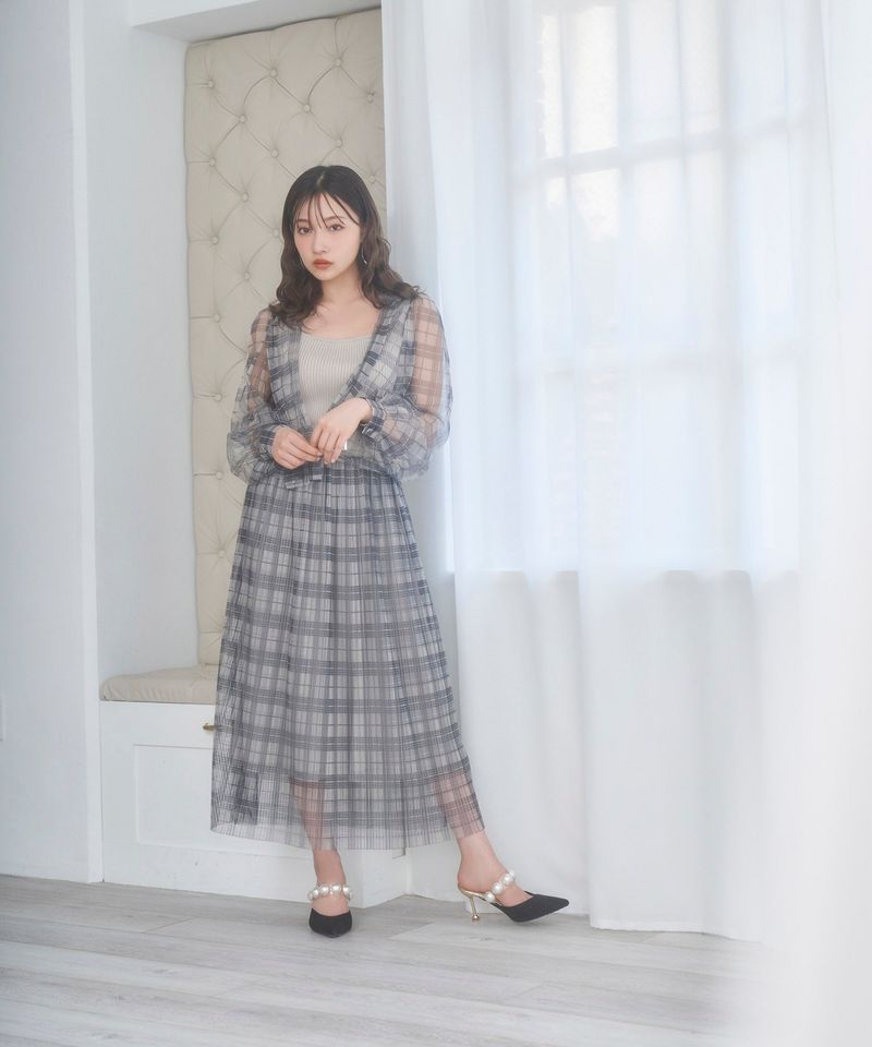ANDGEEBEE（アンジービー）の「チュールシャツプリーツワンピセット（Dresses）」