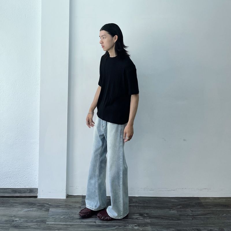 Bleached Wide-Leg Jeans
