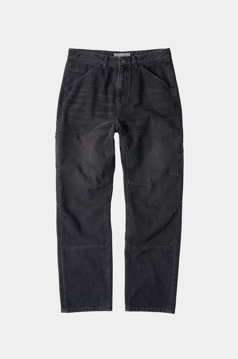 Incision Double Knee Carpenter Pants (Washed Black)