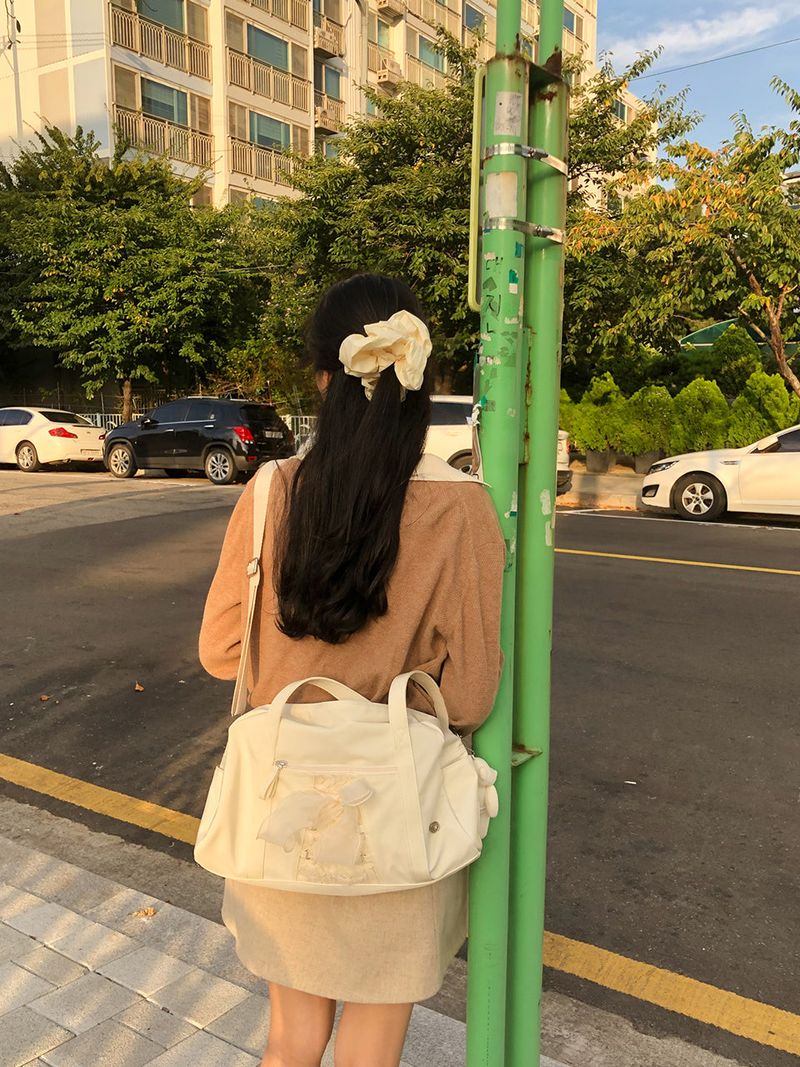Daily ribbon gym bag_ivory