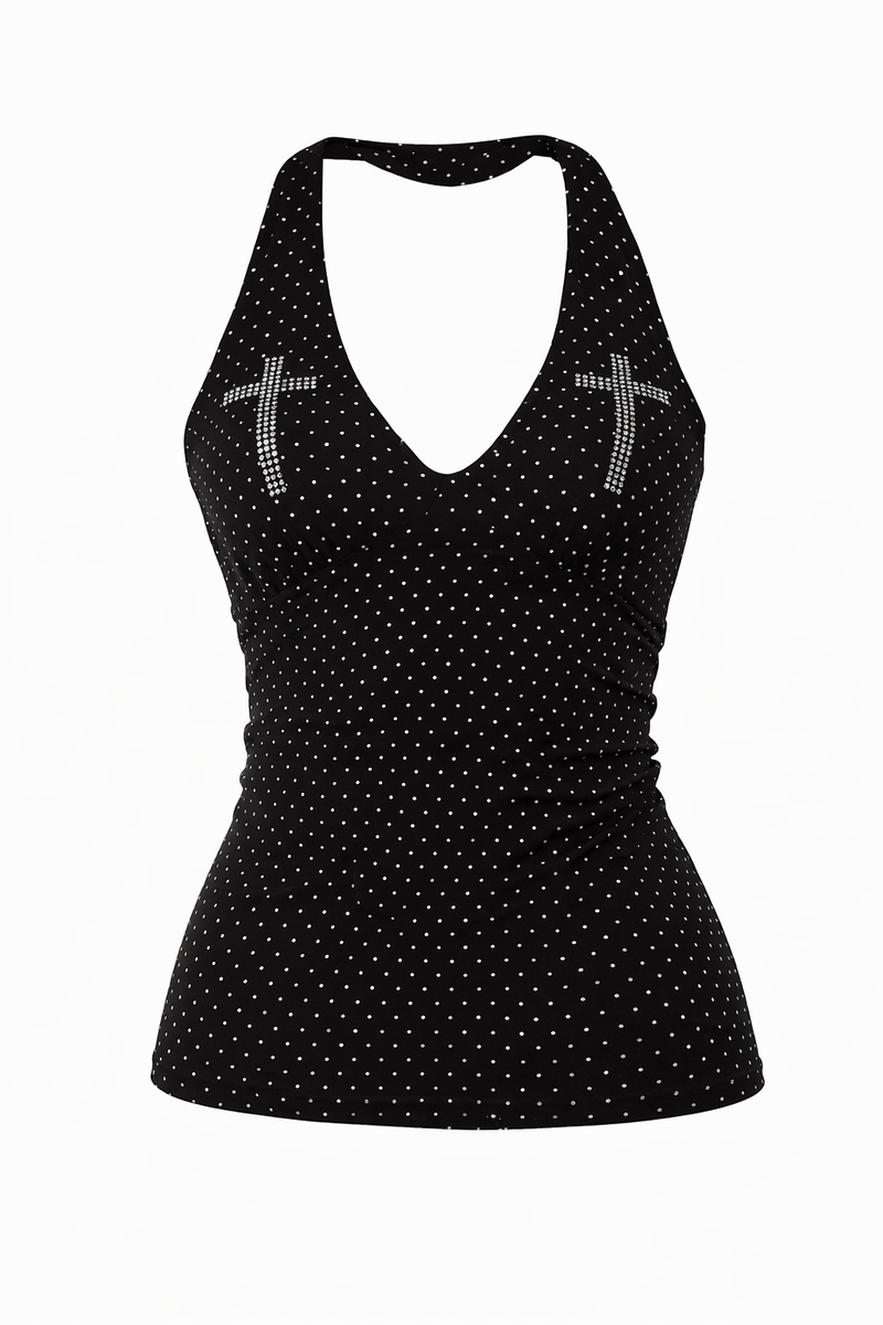 Cubic Cross Dot Halter Top