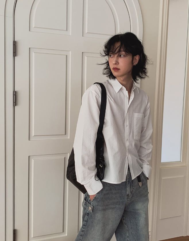 Drawing Stripe Crop Shirt