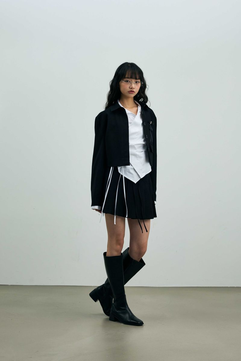 MILD PLEATS SKIRT PANTS / BLACK