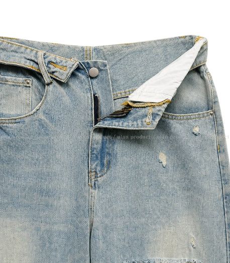 Coats Reverse Damage Wide Denim Pants