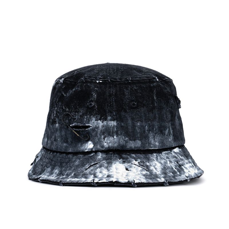 BBD Smoke Painted Custom Denim Bucket Hat (Black)