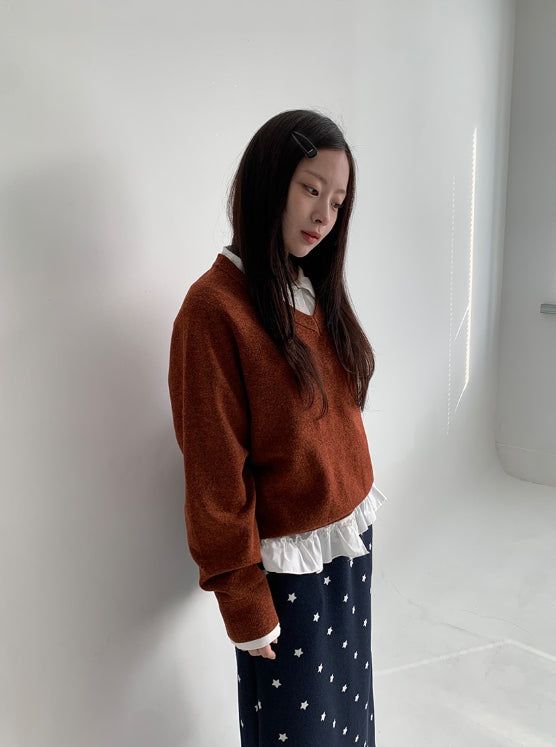 Husit Color Wool V-Neck Knit