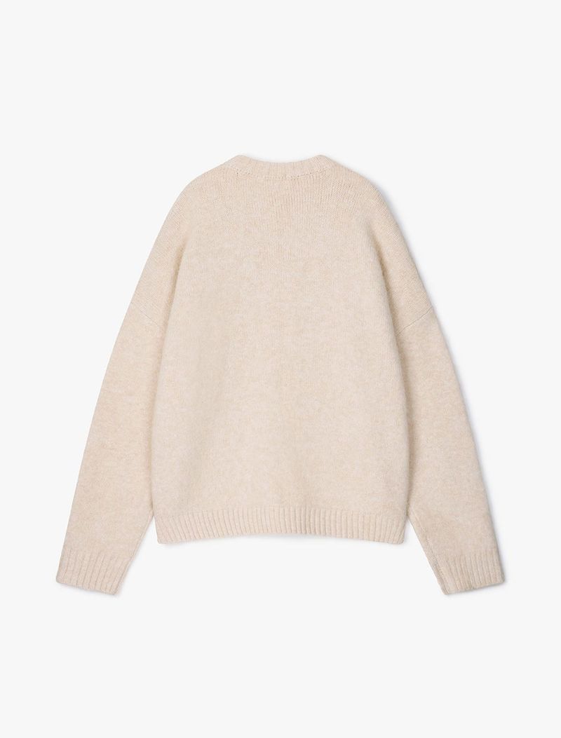 BEANIE SET OVERSIZED KNIT (IVORY)