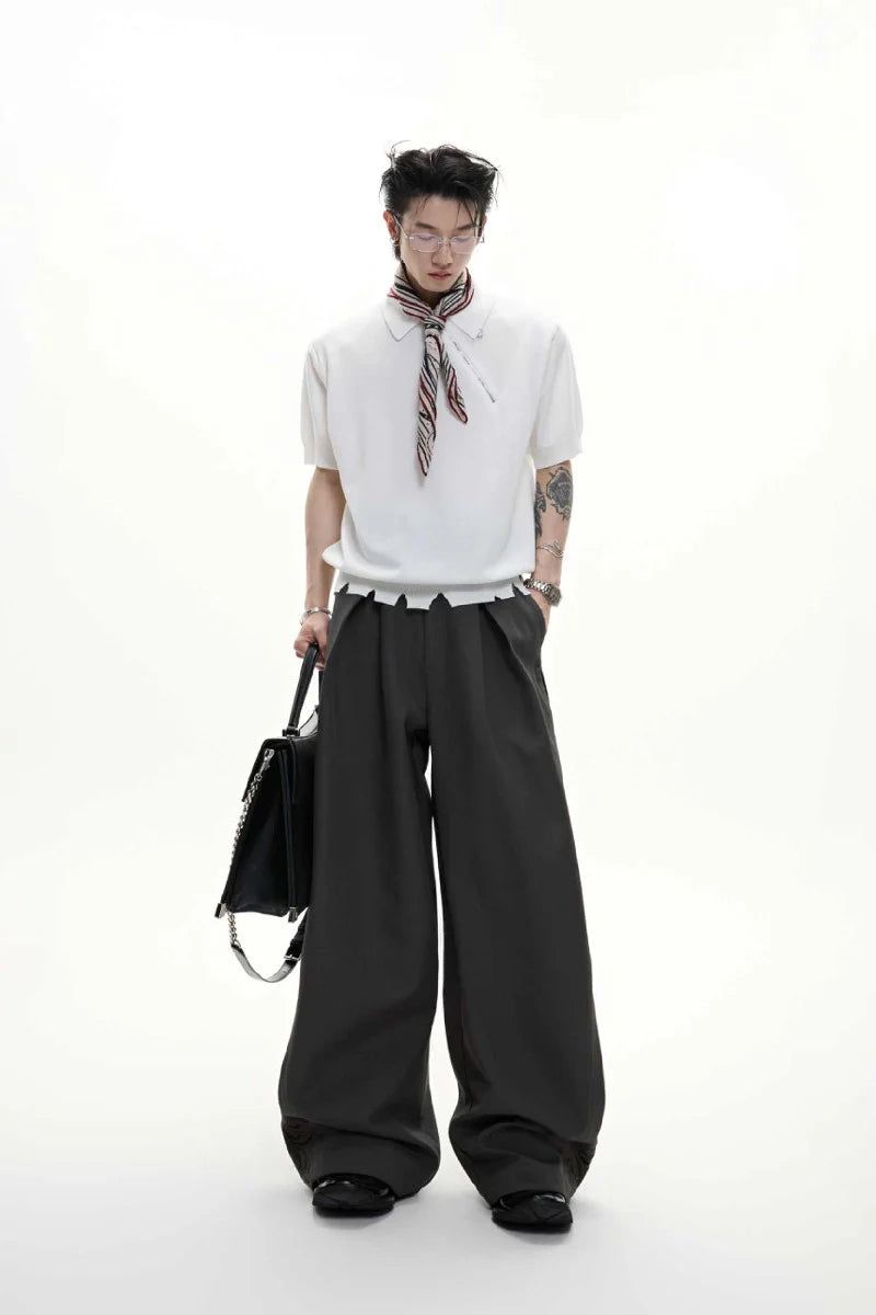 Embroidered Pleated Vintage Trousers