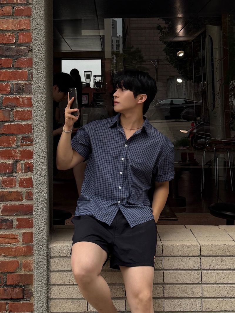 Ray crop checkered short-sleeved shirt