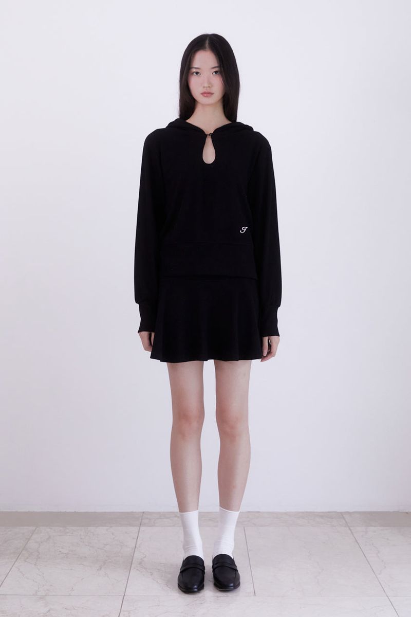 Knit mini flare skirt (BLACK)