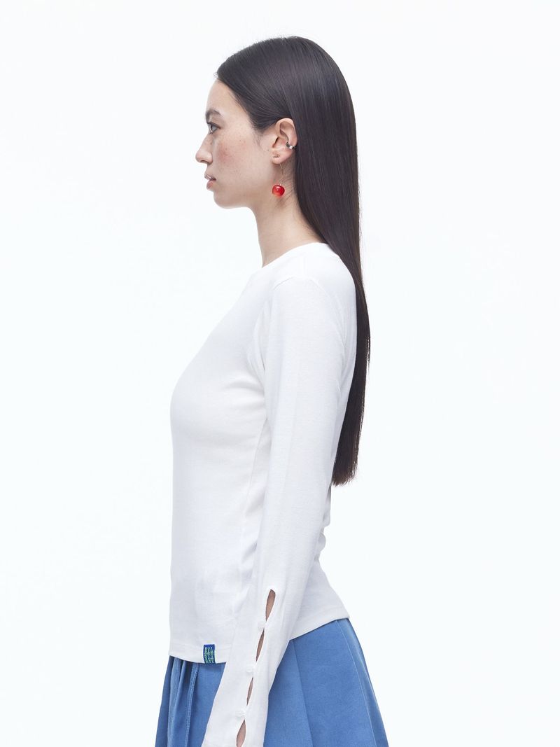 Slit Button T-shirts(WH)