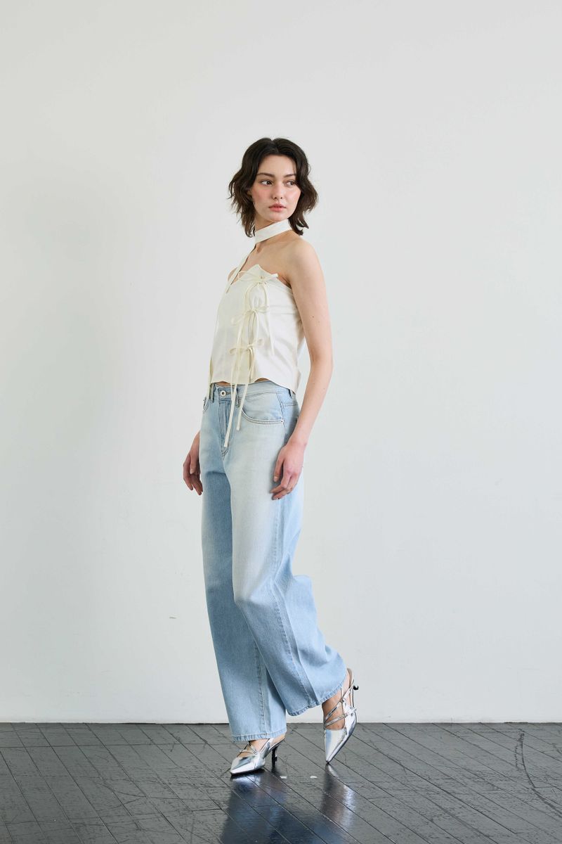 AZURE WIDE DENIM PANTS / SKY BLUE