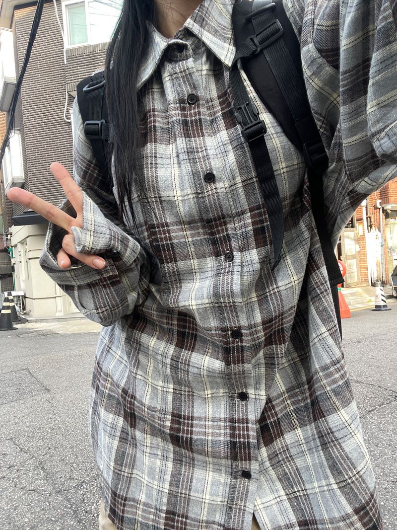 heenytsuki(ヒニツキ)の「Shooting oversized-fit checkered shirt(Tops)」