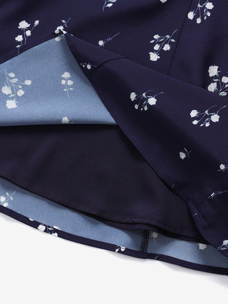 Floral flare skirt (Navy)