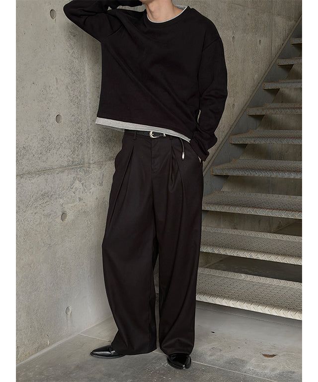 [Unisex] Crop layered round knit(3color)