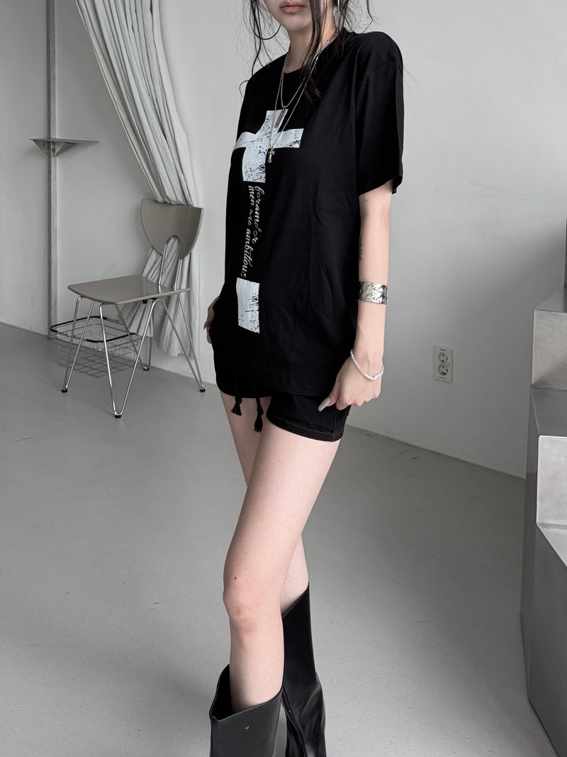 cross lettering crack T (3color)