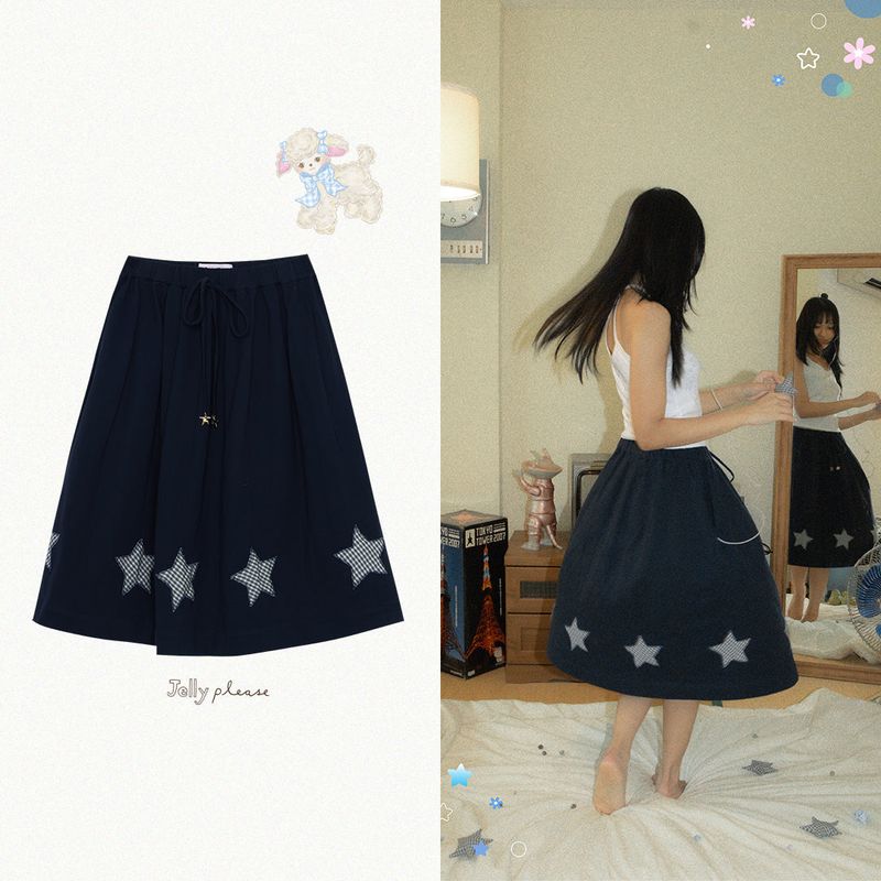 Starry Skirt | Flared Skirt with Star Appliqués