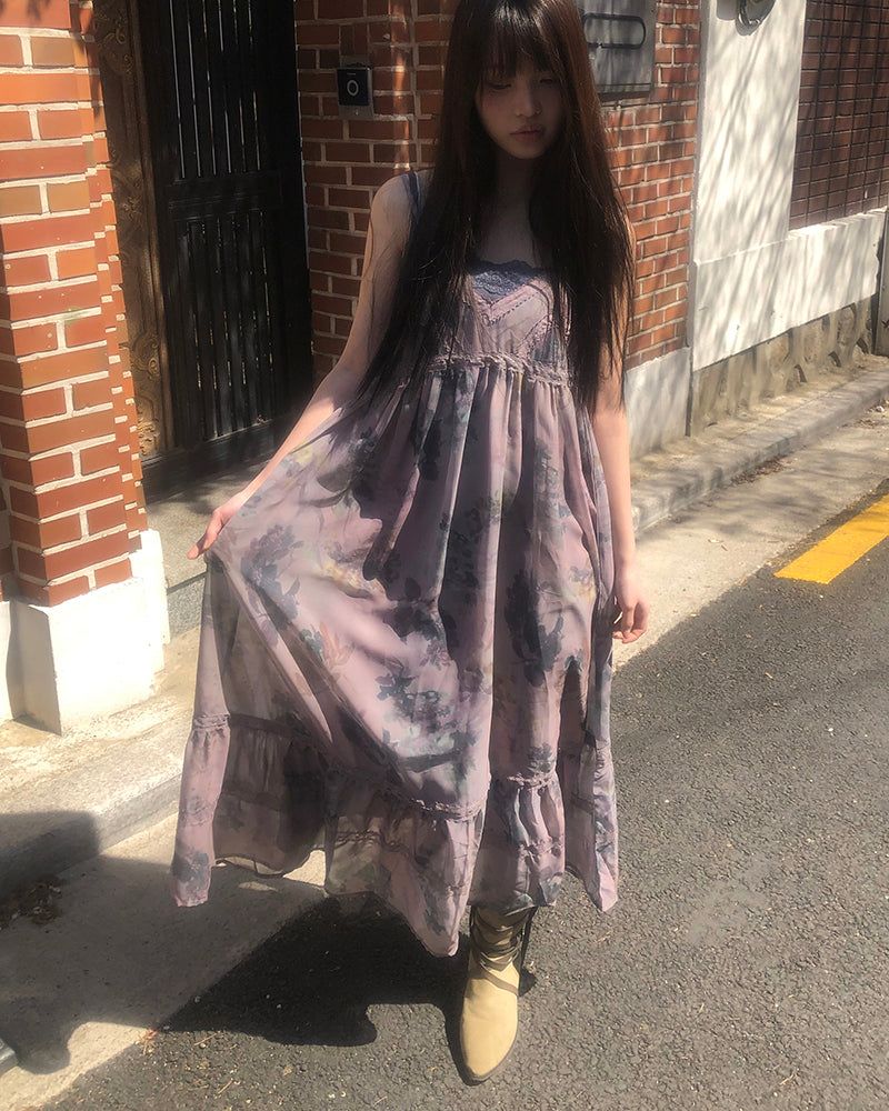 Drmon Lace Flower Long Bustier Dress