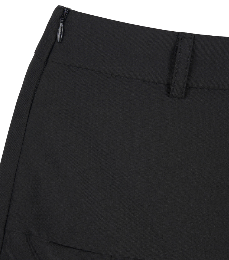 [mnem] loop pleated midi skirt (black)