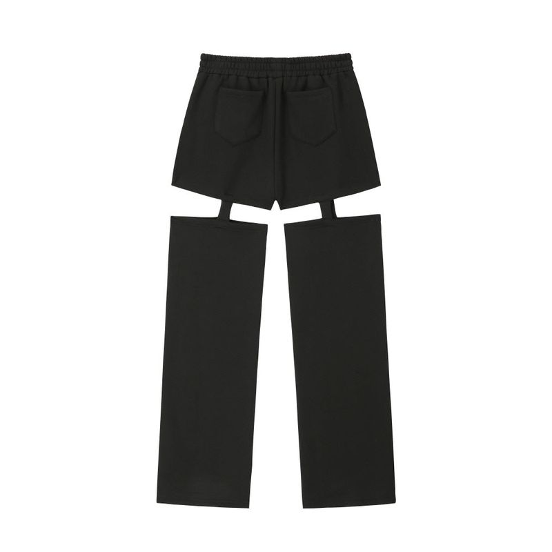 0 7 cut out emoji pants - BLACK