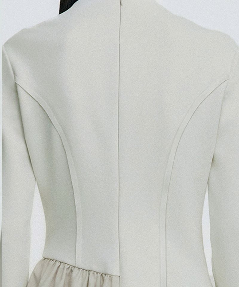Raw Edge Balloon Dress _ IVORY