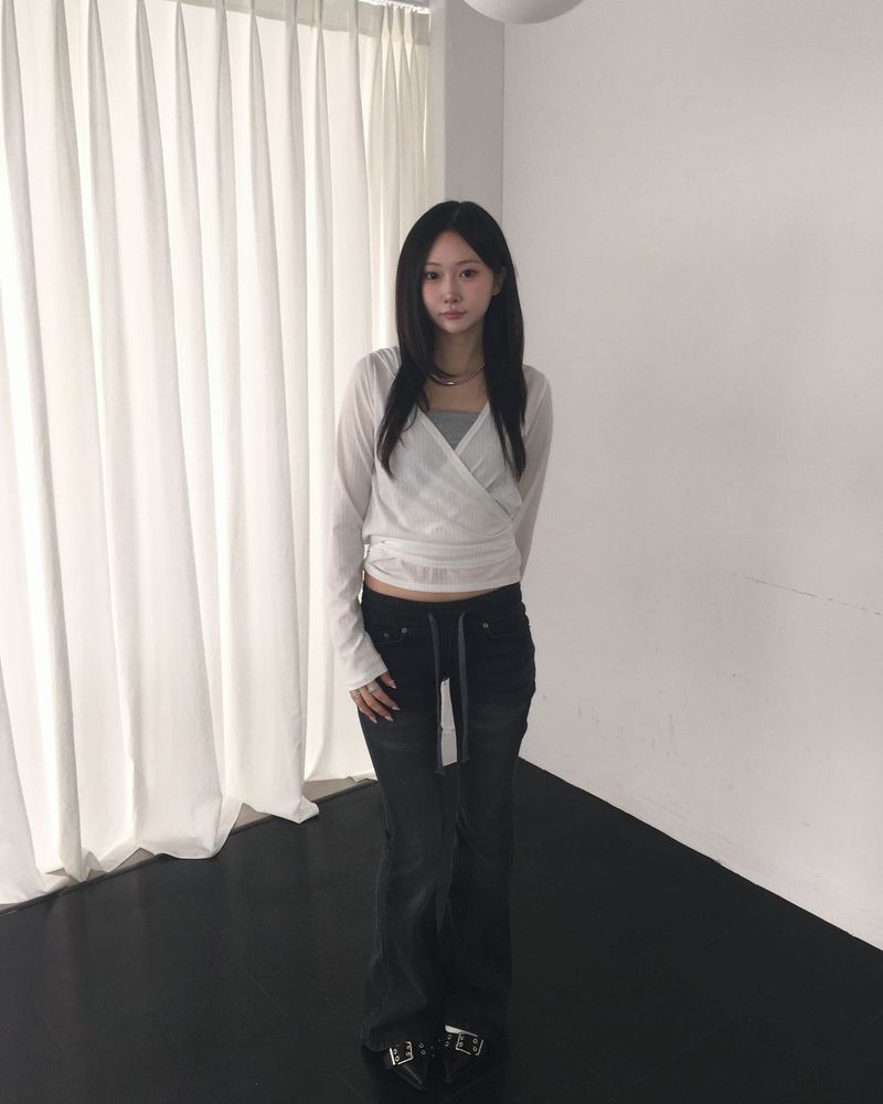 Banding low denim boots cut pants